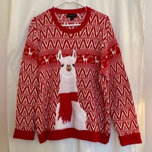 Blizzard Bay Red Llama Cotton Knit Winter Sweater Size L